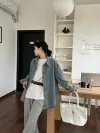Women's shirts for spring and autumn, loose and versatile denim women's wear, cross-border women's wear shirts, women's loose and versatile denim shirts for spring and autumn Item Picture